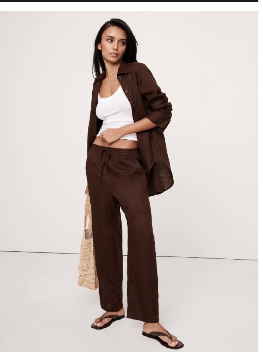 Banana Republic Brown Linen Pull-On Ankle Pants - never worn, NWOT